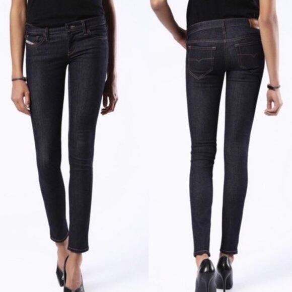 Diesel Jeans LIV Stretch Italian Super Dark Indigo Wash Skinny Slim Jeans sz 27 - Picture 1 of 15